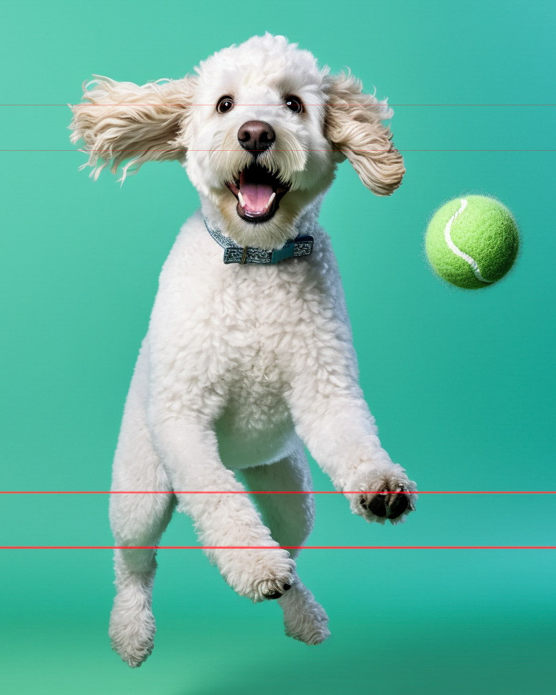 White Standard Poodle Puppy, “Play Ball!