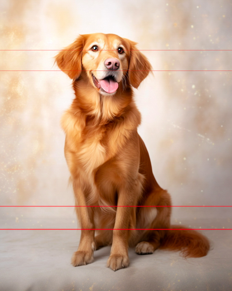 A lovely golden retriever sits in front of a soft, blurry background with warm, golden tones. The dog has a shiny coat, expressive eyes, and its mouth slightly open in a happy expression. The picture is a cheerful sitting portrait of this beautiful dog.