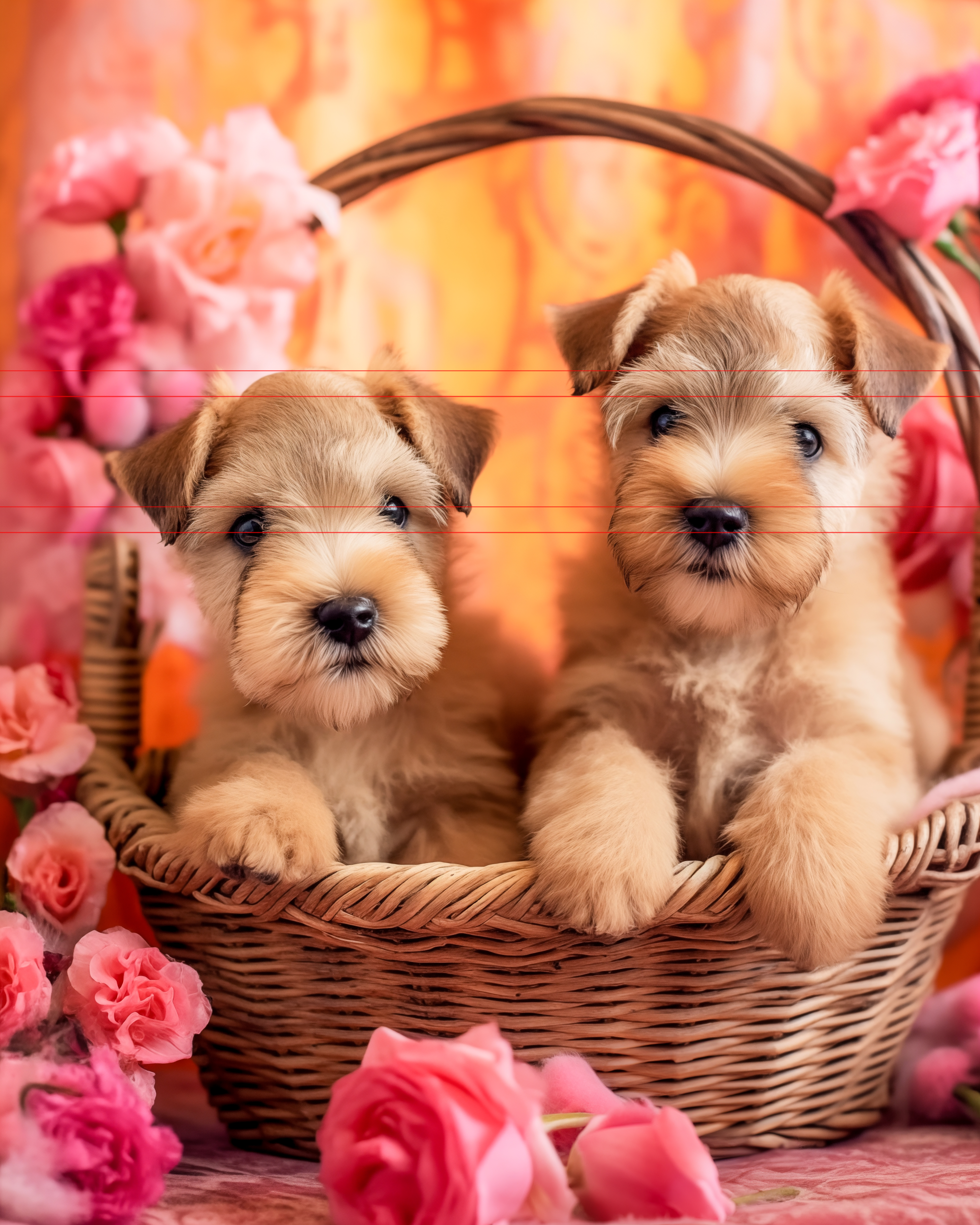 Wheaten Terrier Puppies with Roses